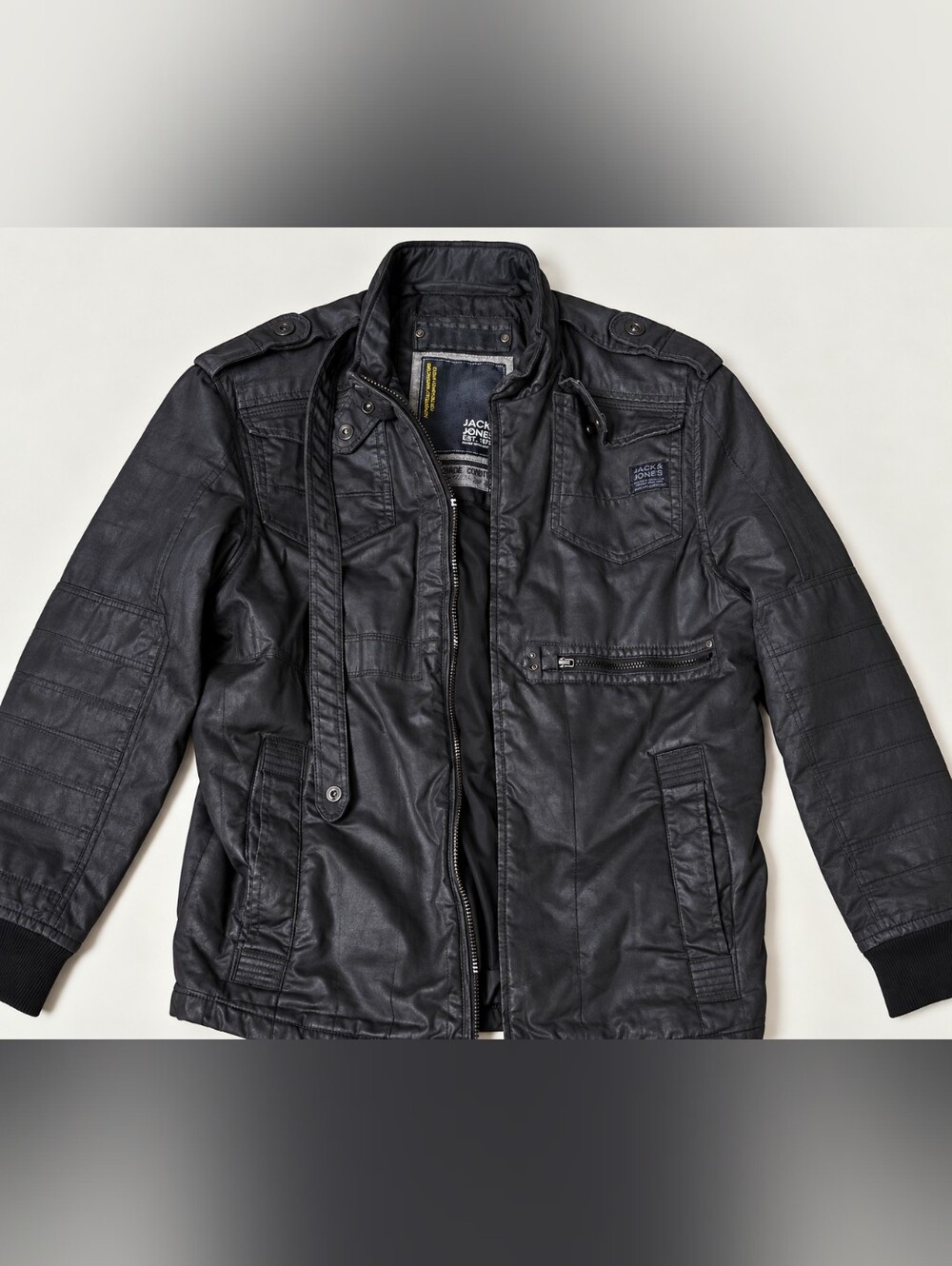 Jack & Jones Men’s Black Moto Field Jacket Size L